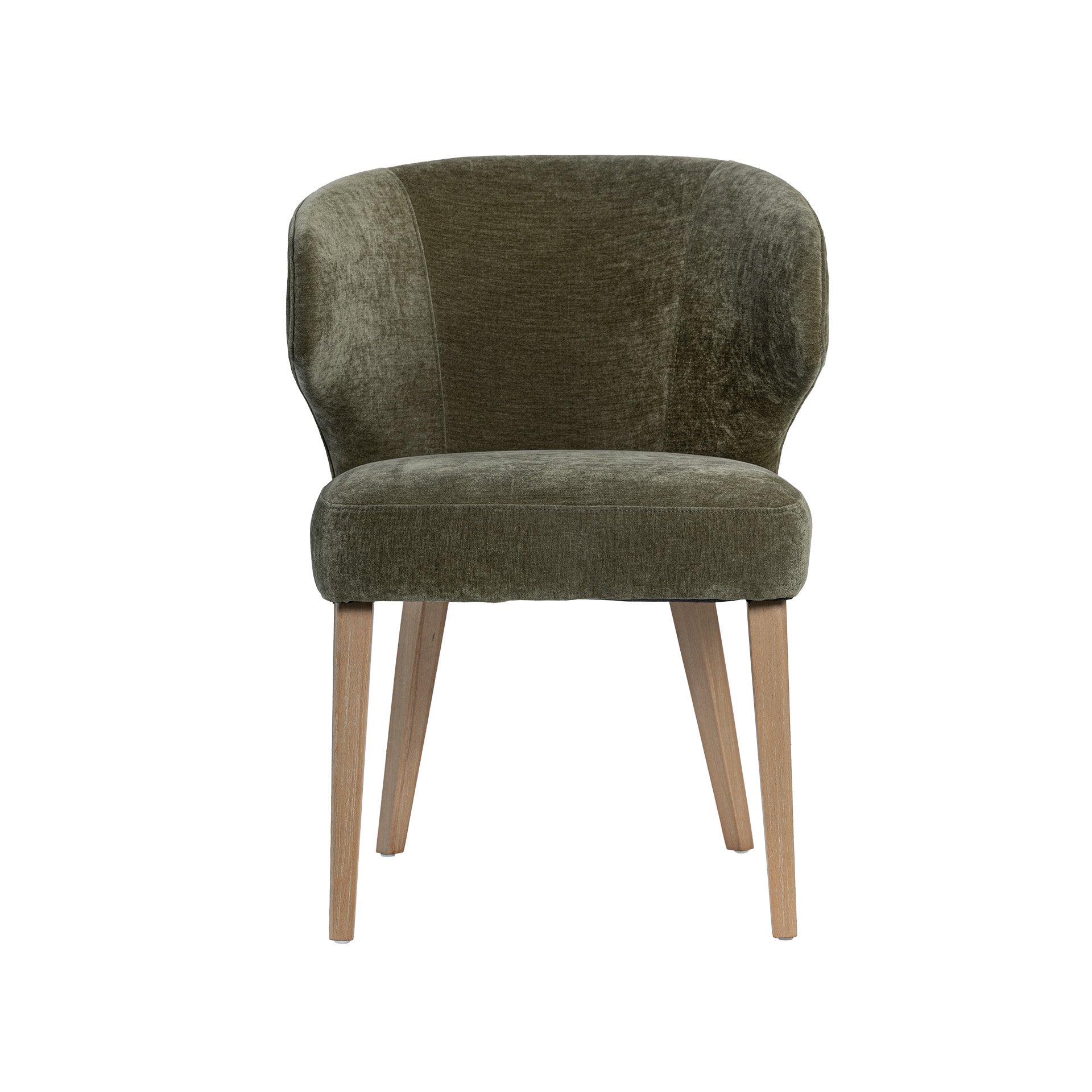 Niles 22.5L x 24.5W x 32H Moss Olive Fabric Seat W/ Mid Brown Wooden Legs Wingback Dining Chair - Central Designs