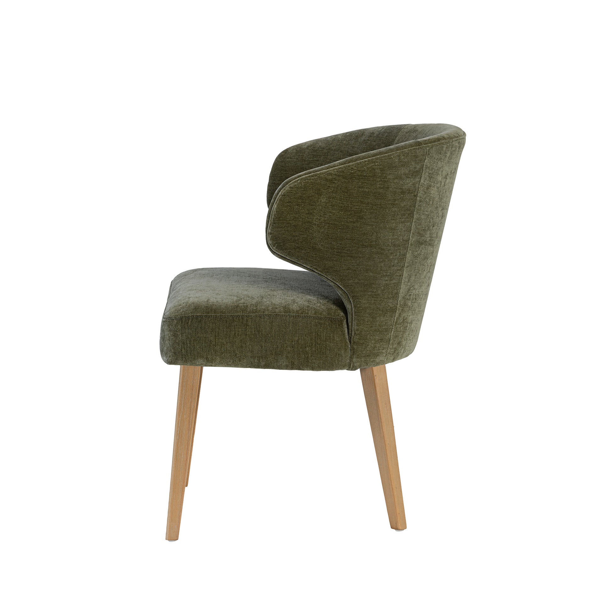 Niles 22.5L x 24.5W x 32H Moss Olive Fabric Seat W/ Mid Brown Wooden Legs Wingback Dining Chair - Central Designs