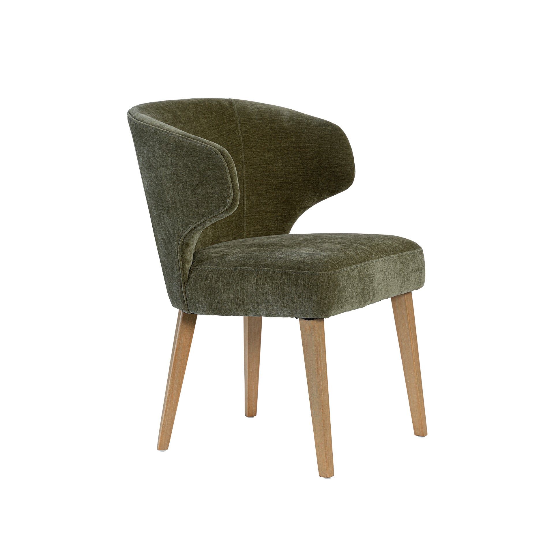 Niles 22.5L x 24.5W x 32H Moss Olive Fabric Seat W/ Mid Brown Wooden Legs Wingback Dining Chair - Central Designs