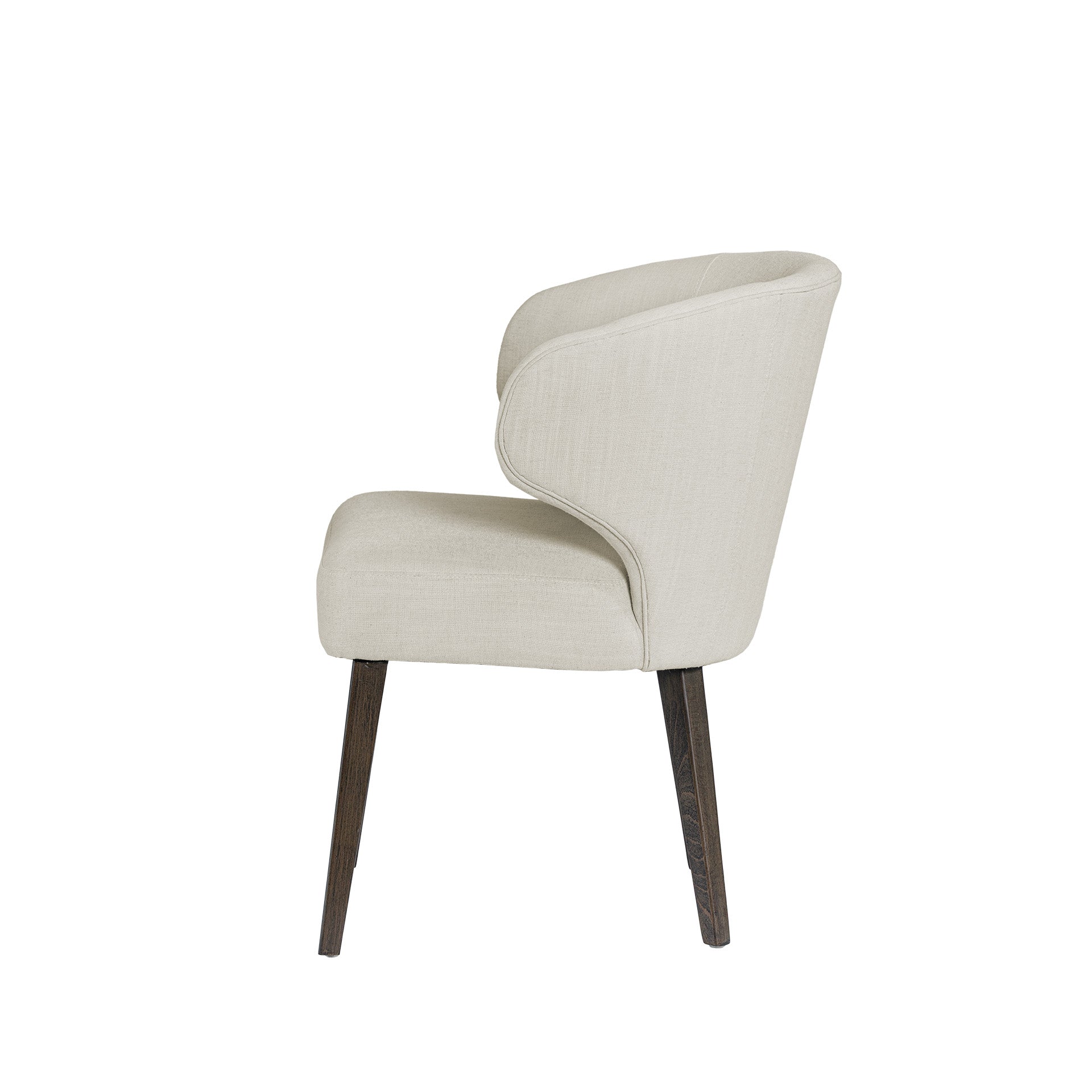 Niles 22.5L x 24.5W x 32H Cream Fabric Seat W/ Dark Brown Wooden Legs Wingback Dining Chair - Central Designs