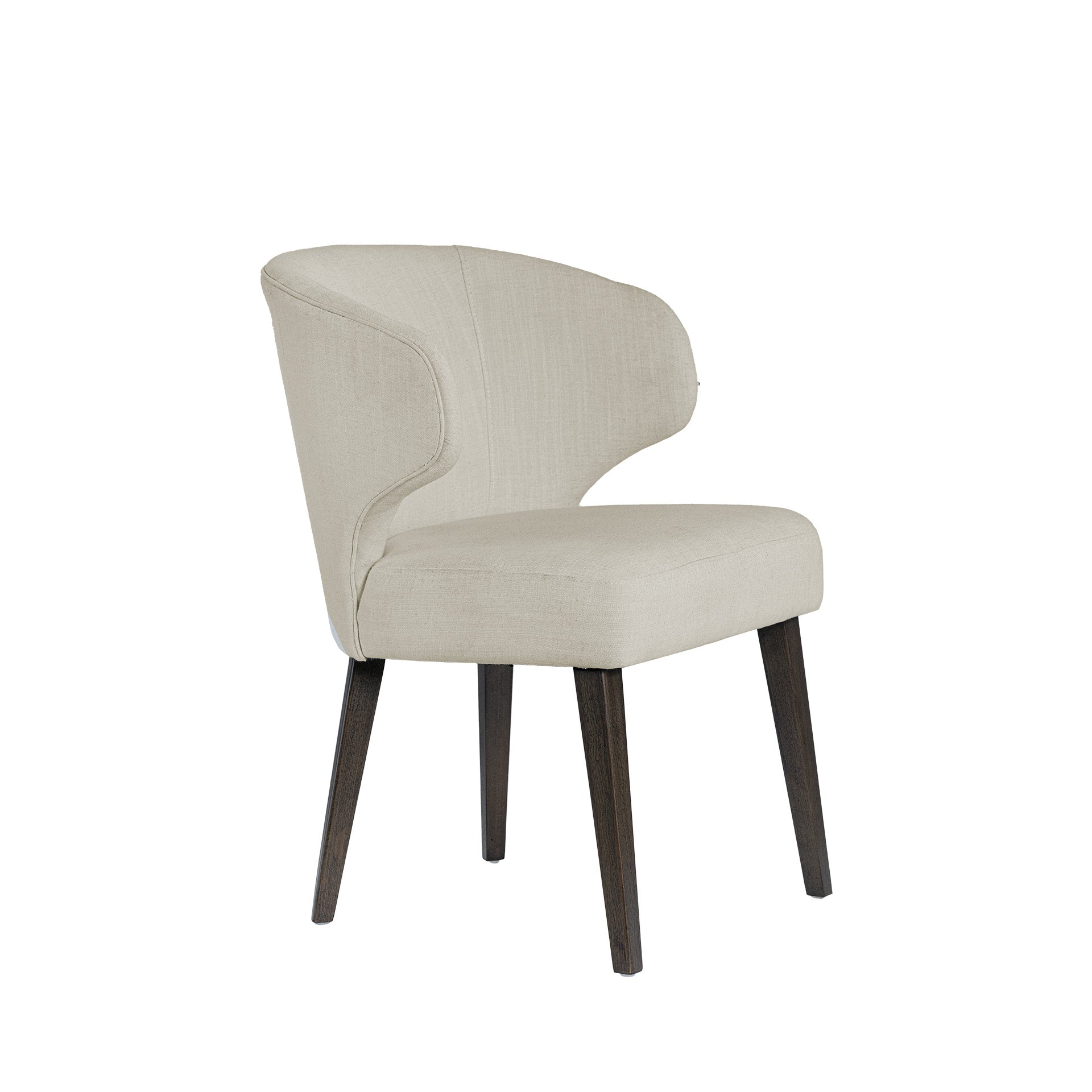 Niles 22.5L x 24.5W x 32H Cream Fabric Seat W/ Dark Brown Wooden Legs Wingback Dining Chair - Central Designs