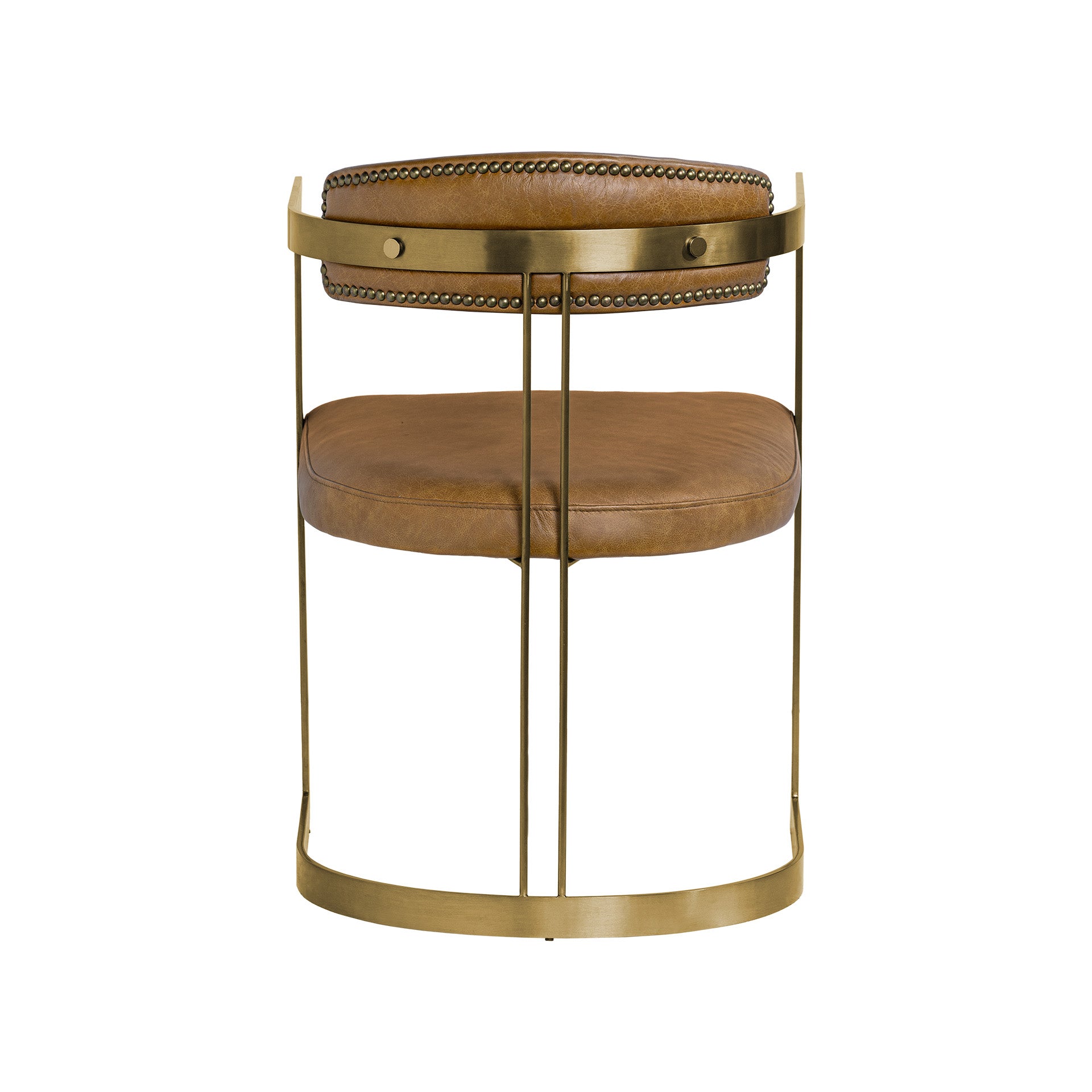 Hollyfield I Brown Leather Seat Gold Iron Frame Dining Chair - Central Designs