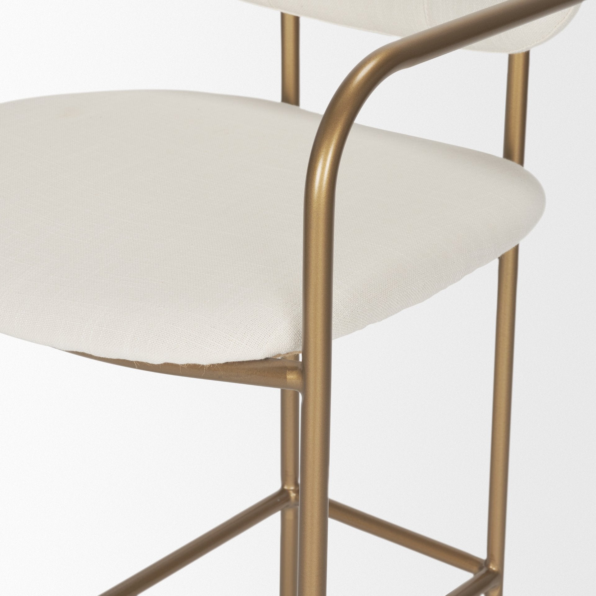 Parker 30" Seat Height Cream Fabric Seat Gold Metal Bar Stool - Central Designs