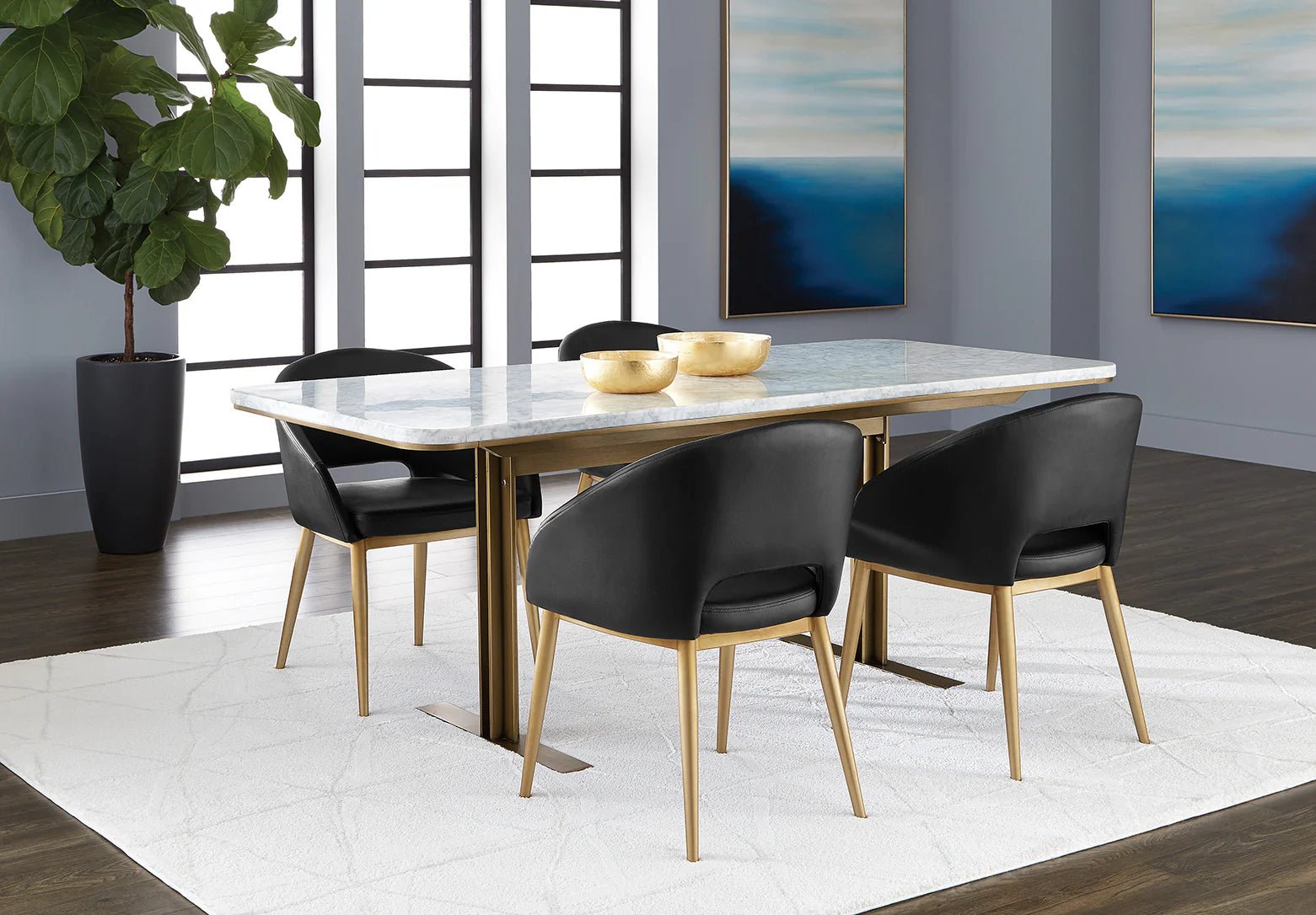 Thatcher Dining Armchair - Champagne Gold - Onyx - Central Designs