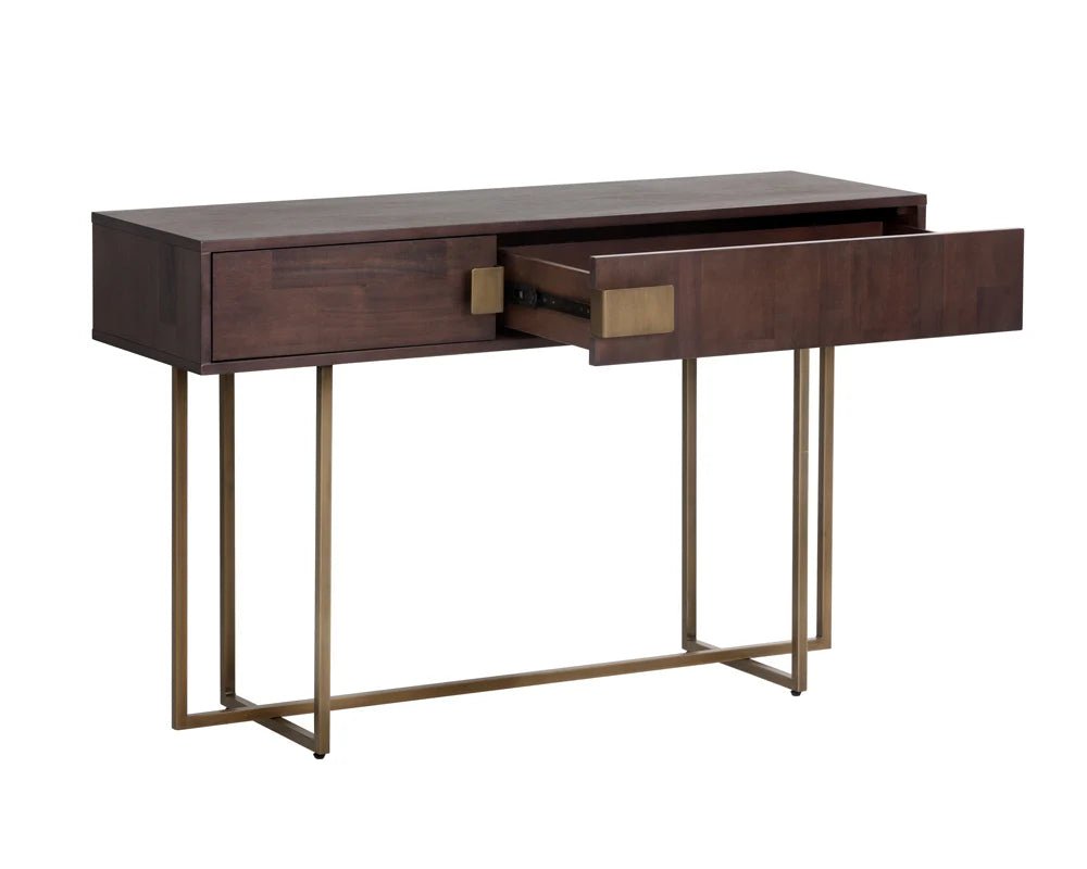 Jade Console Table - Antique Brass - Dark Mango - Central Designs