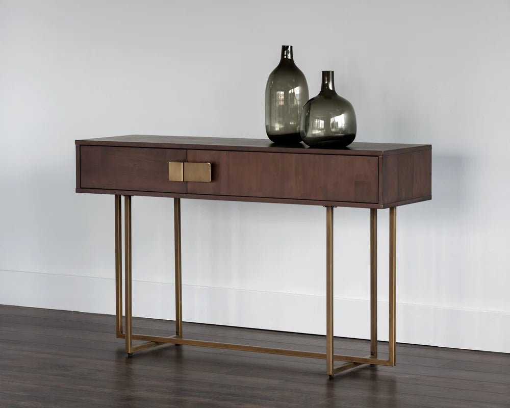 Jade Console Table - Antique Brass - Dark Mango - Central Designs