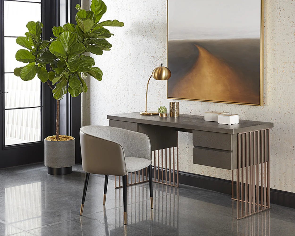 Asher Dining Armchair - Flint Grey / Napa Taupe - Central Designs