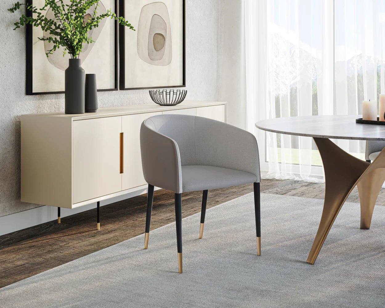 Asher Dining Armchair - Flint Grey / Napa Taupe - Central Designs