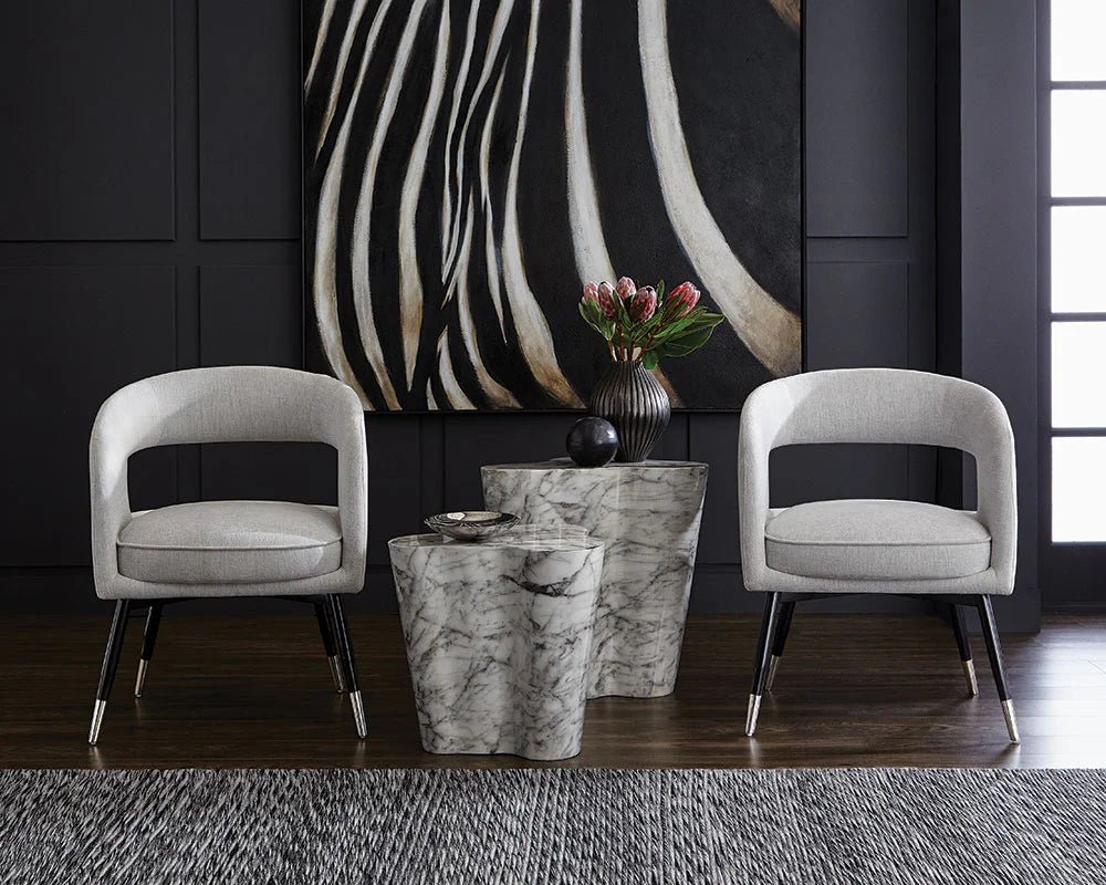 Ava End Table - Small - Marble Look - Central Designs