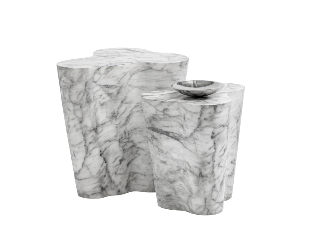 Ava End Table - Small - Marble Look - Central Designs