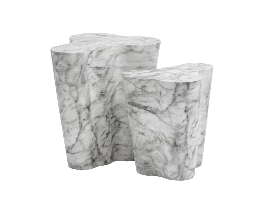 Ava End Table - Small - Marble Look - Central Designs