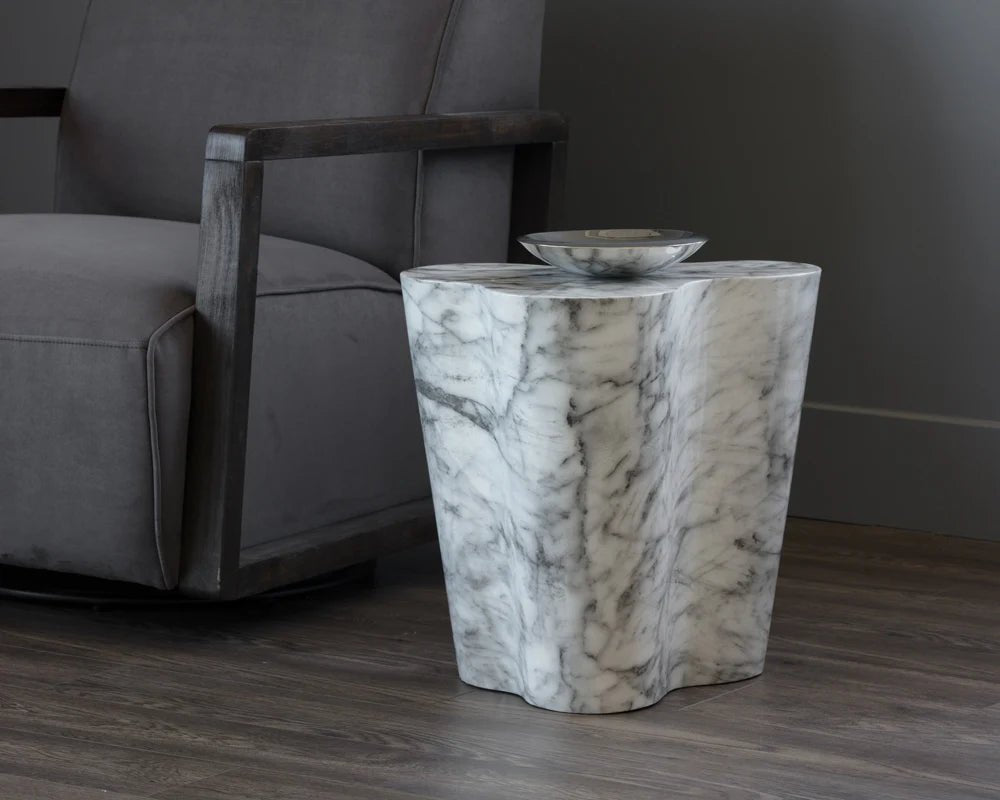 Ava End Table - Small - Marble Look - Central Designs