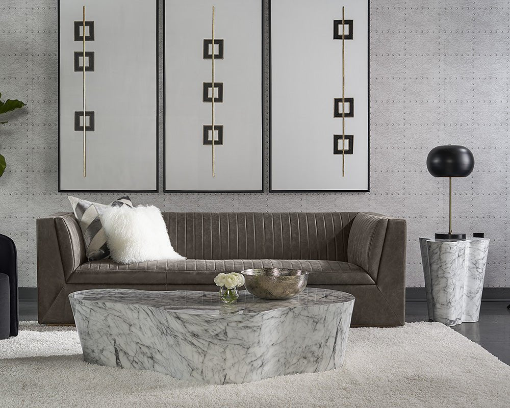 Ava Side Table - Large - Marble Look - Central Designs