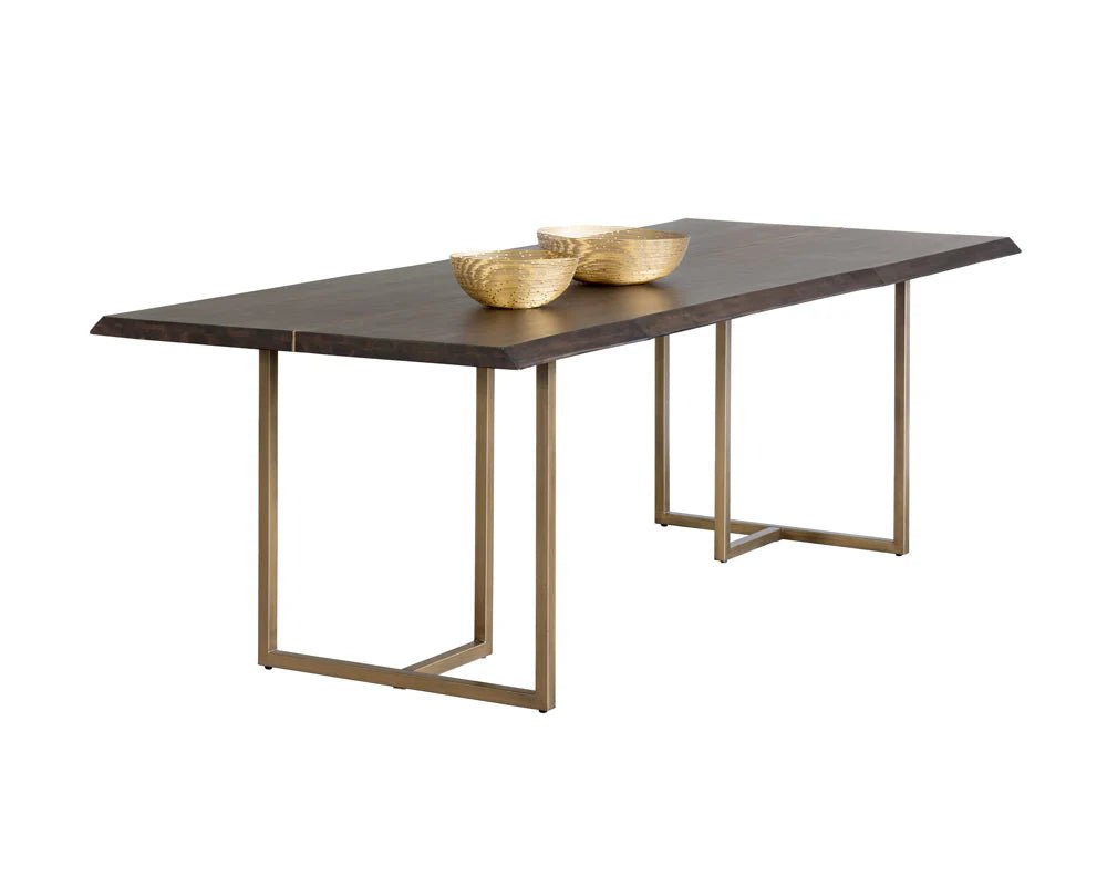 Donnelly Dining Table - Antique Brass - Dark Mango - 95" - Central Designs
