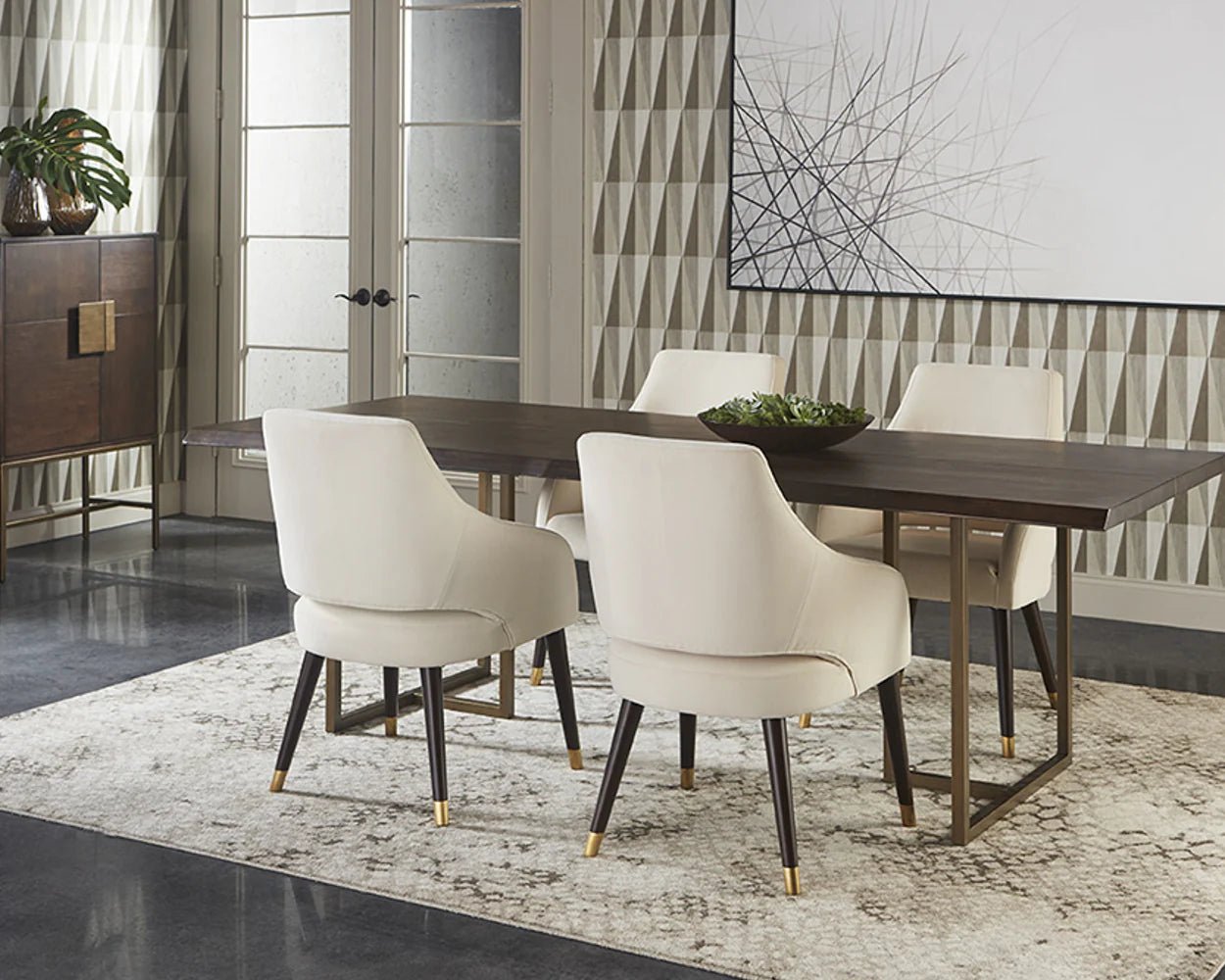 Donnelly Dining Table - Antique Brass - Dark Mango - 95" - Central Designs