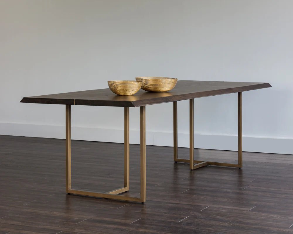 Donnelly Dining Table - Antique Brass - Dark Mango - 95" - Central Designs
