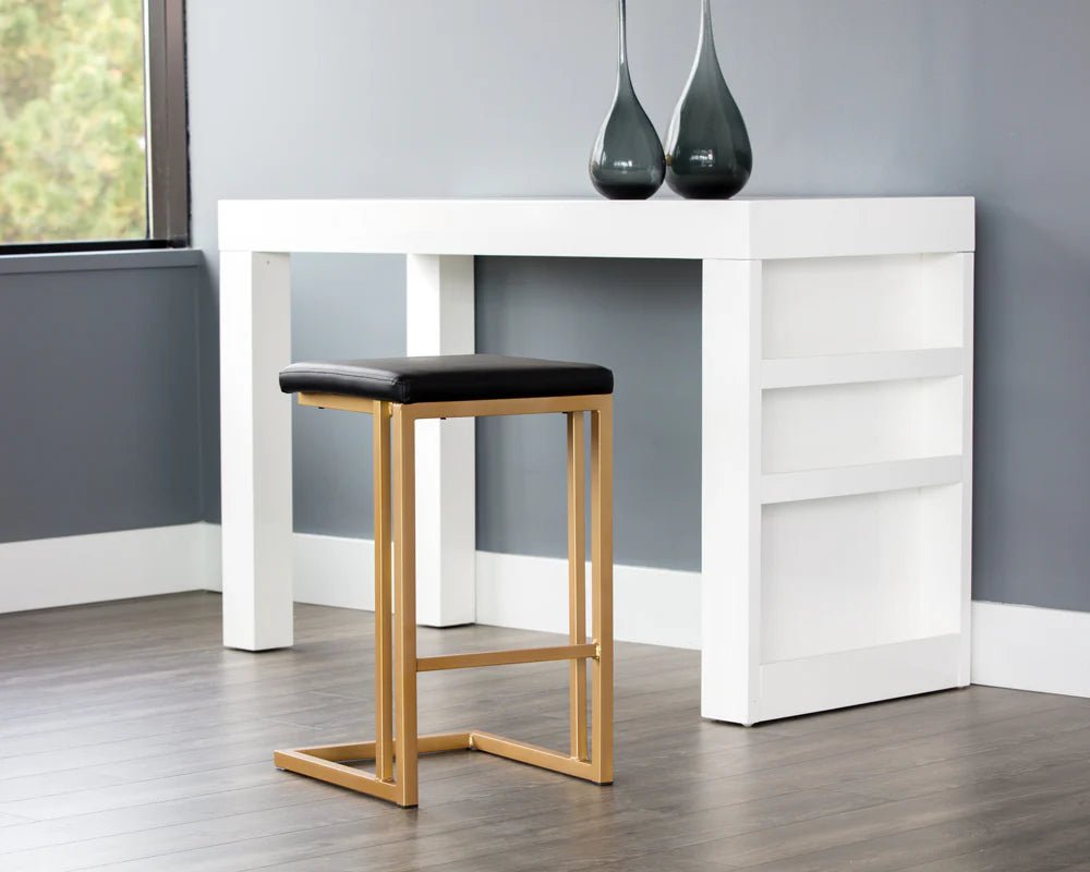 Boone Counter Stool - Champagne Gold - Onyx - Central Designs
