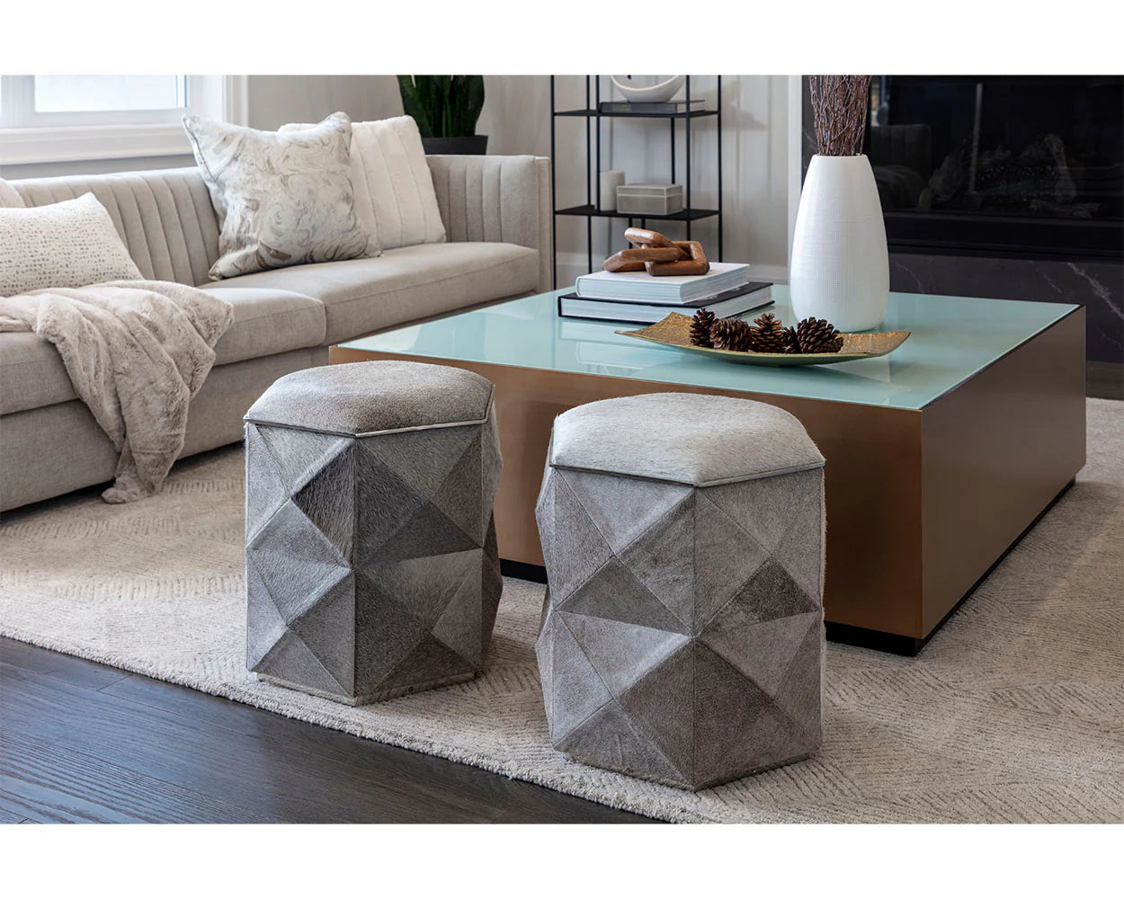 Ashanti Storage Ottoman - Grey