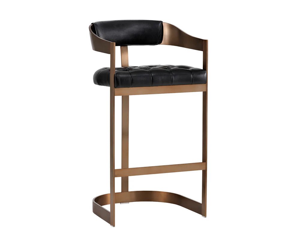 Beaumont Bar Stool - Antique Brass - Cantina Black - Central Designs
