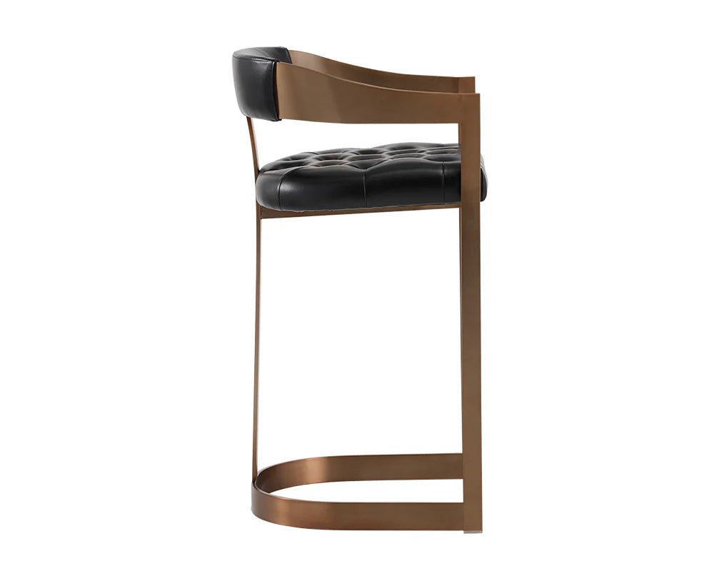 Beaumont Bar Stool - Antique Brass - Cantina Black - Central Designs