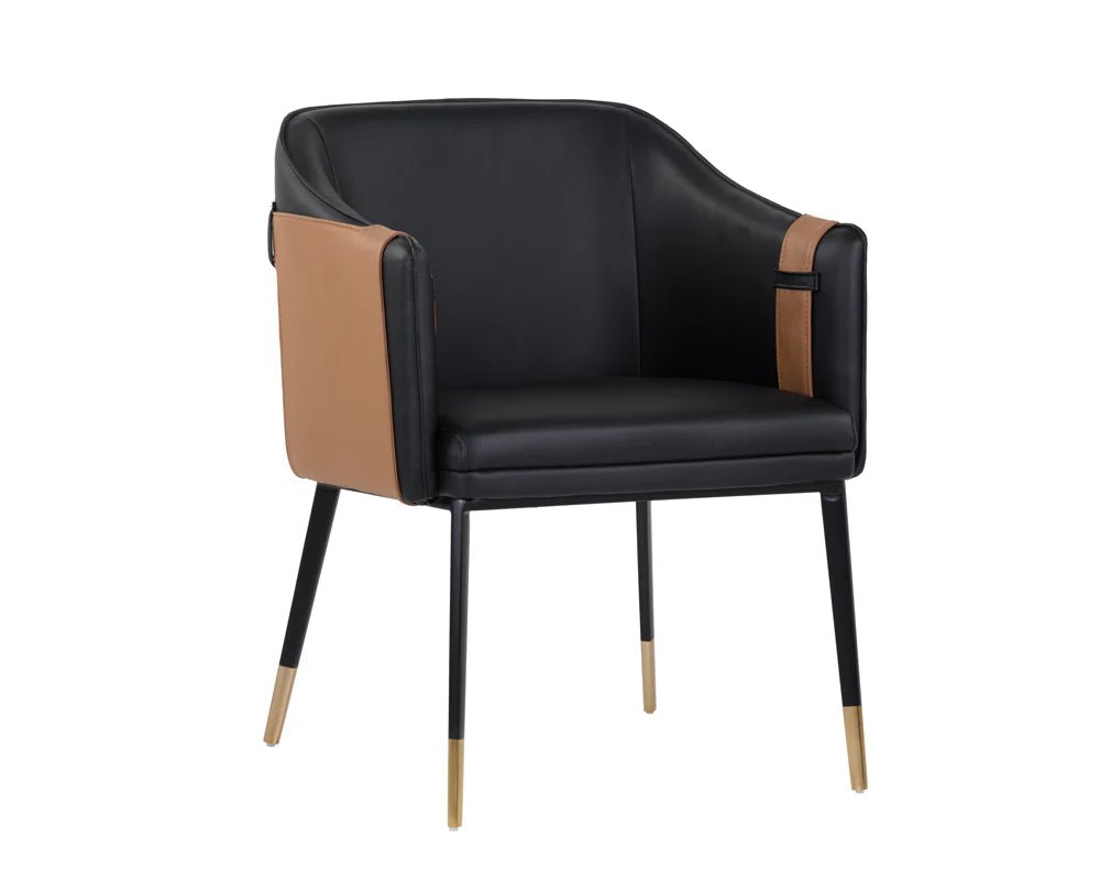 Carter Dining Armchair - Napa Black / Napa Cognac - Central Designs