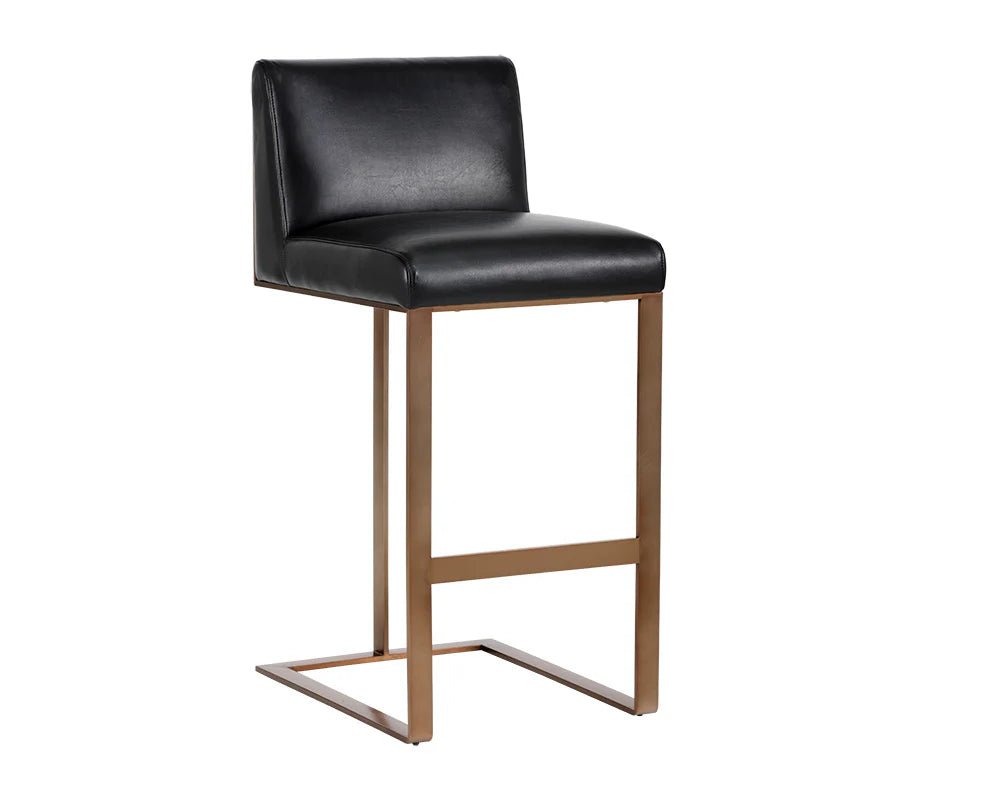 Dean Bar Stool - Antique Brass - Cantina Black - Central Designs