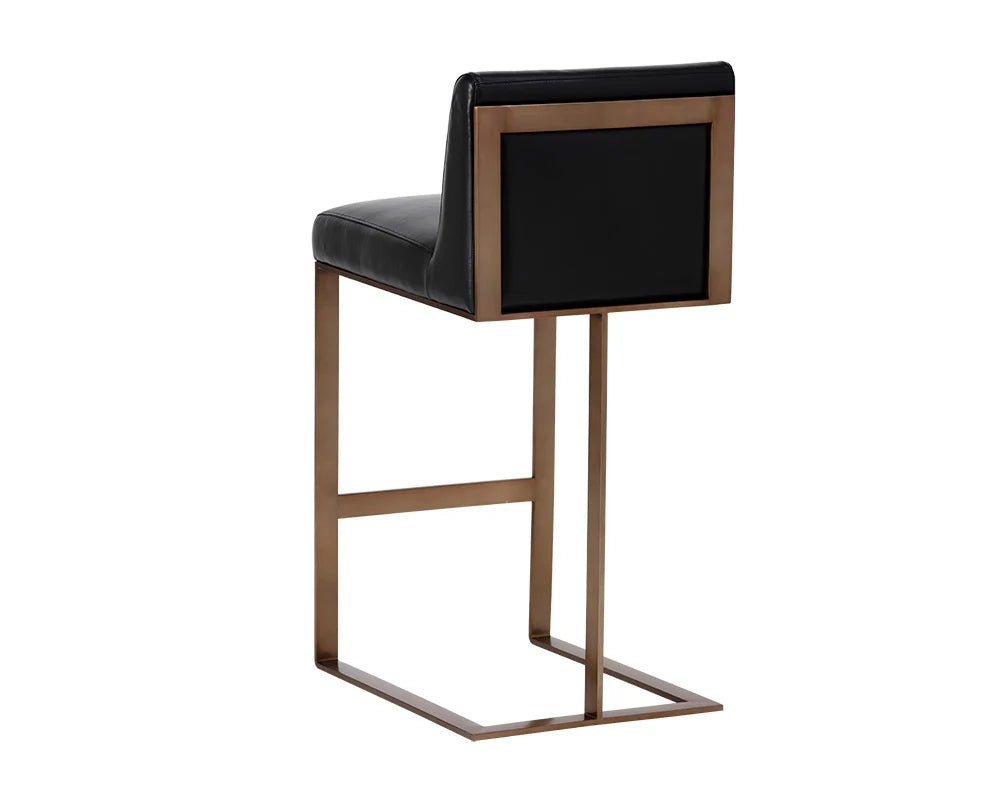 Dean Bar Stool - Antique Brass - Cantina Black - Central Designs