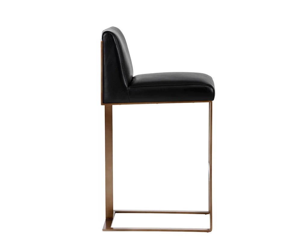 Dean Bar Stool - Antique Brass - Cantina Black - Central Designs