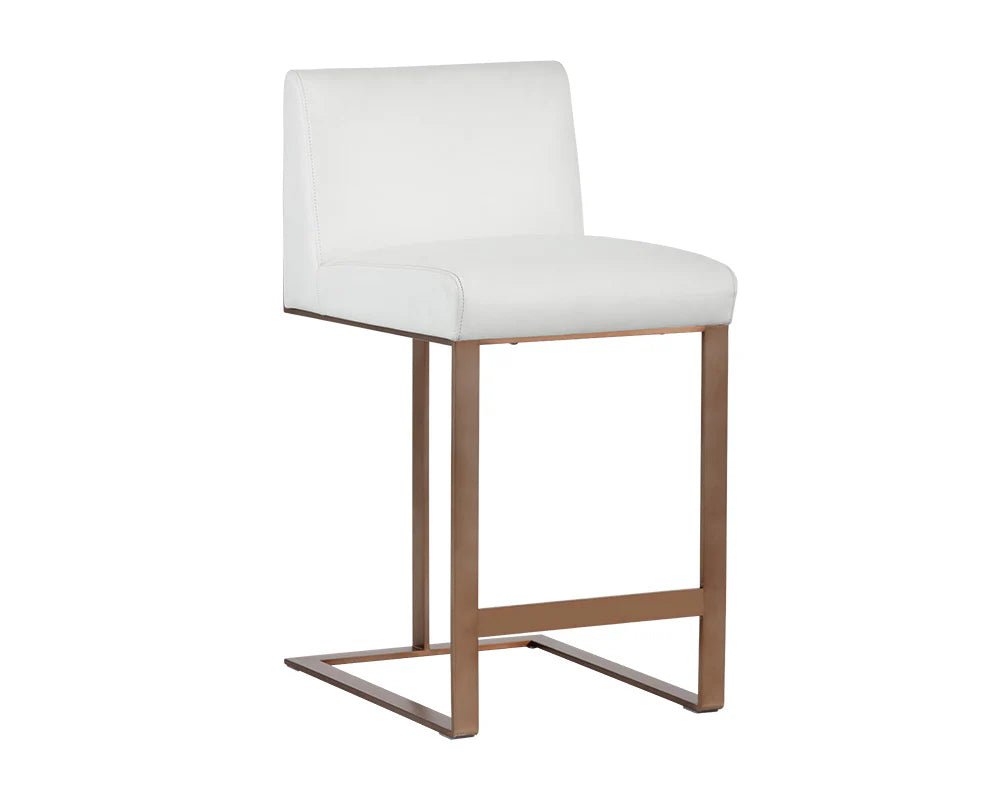 Dean Counter Stool - Antique Brass - Cantina White - Central Designs