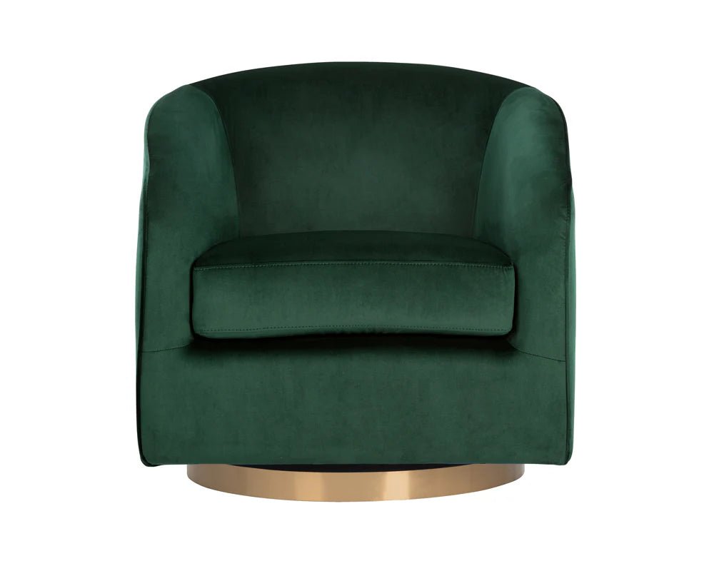 Hazel Swivel Lounge Chair - Gold - Deep Green Sky - Central Designs