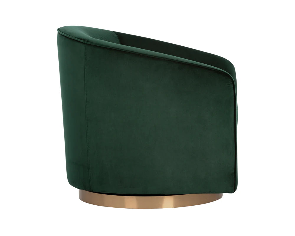 Hazel Swivel Lounge Chair - Gold - Deep Green Sky