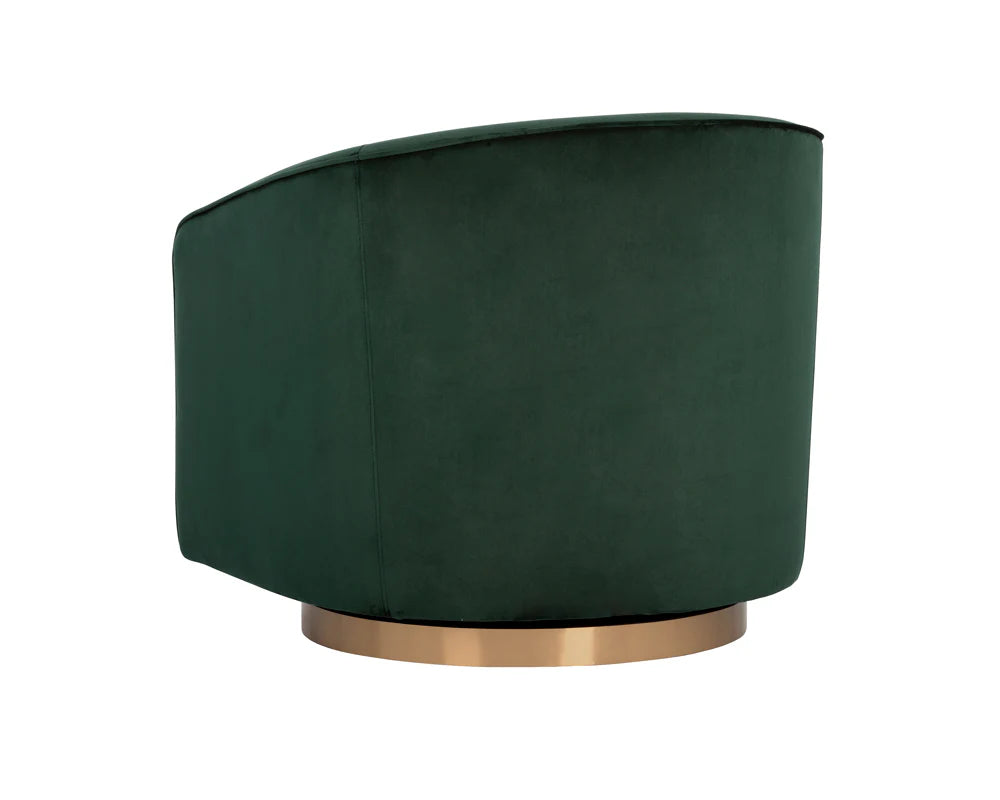 Hazel Swivel Lounge Chair - Gold - Deep Green Sky