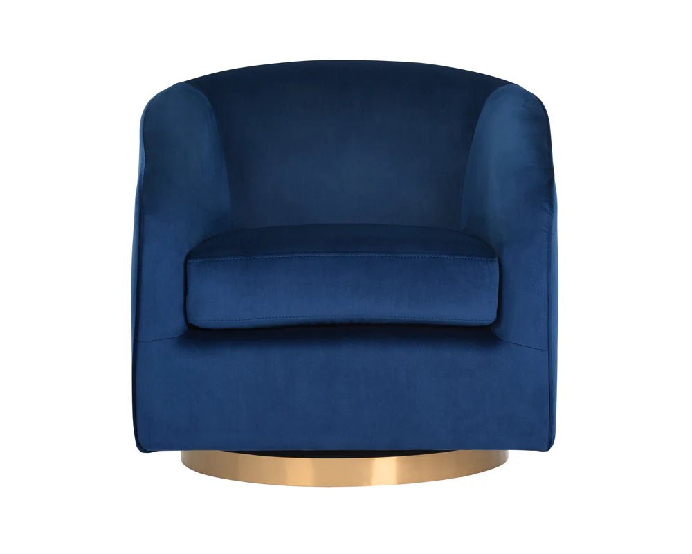 Hazel Swivel Lounge Chair - Gold - Navy Blue Sky - Central Designs