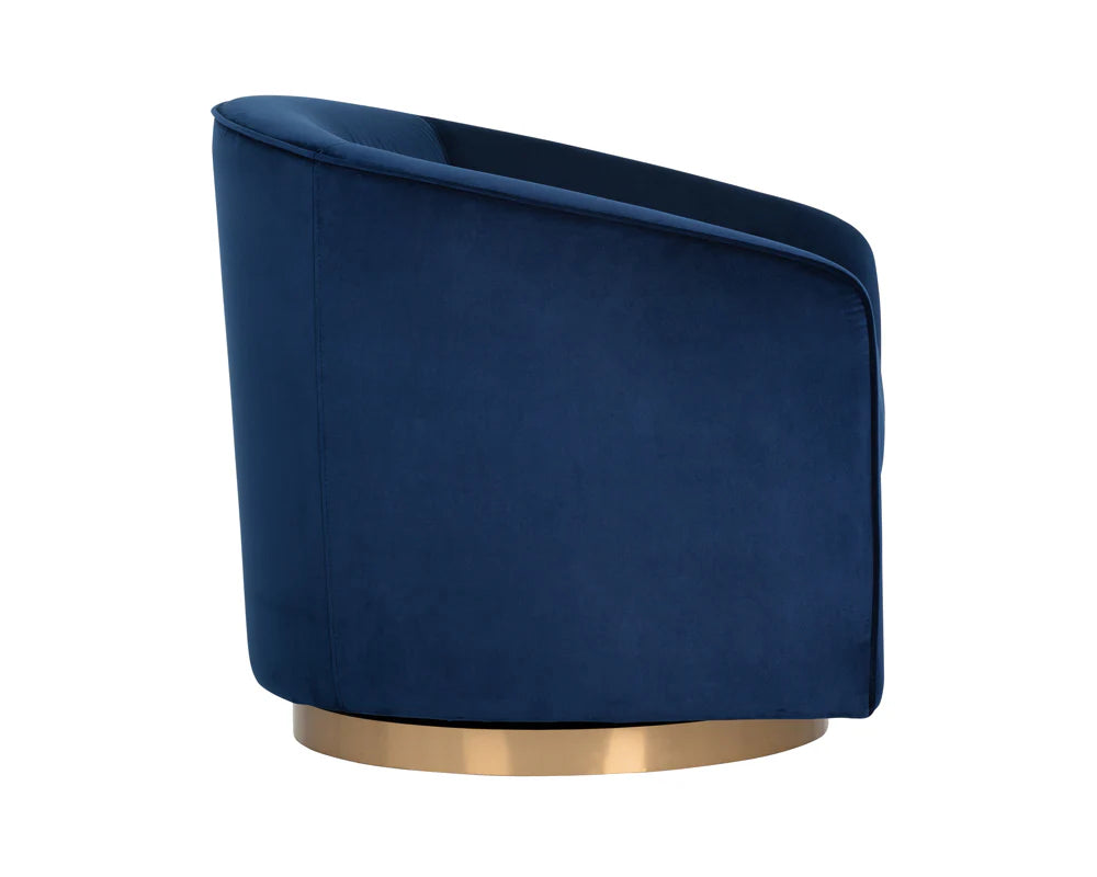 Hazel Swivel Lounge Chair - Gold - Navy Blue Sky