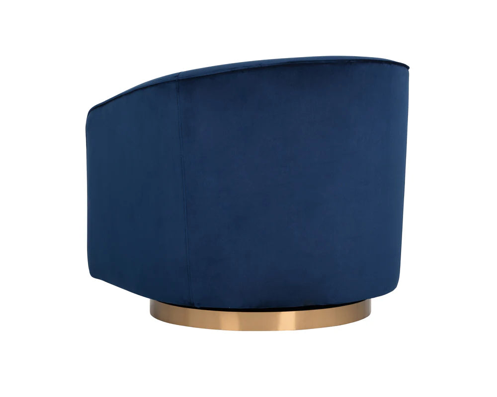Hazel Swivel Lounge Chair - Gold - Navy Blue Sky