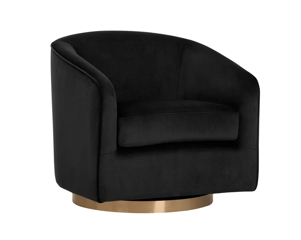 Hazel Swivel Lounge Chair - Gold - Black Sky - Central Designs