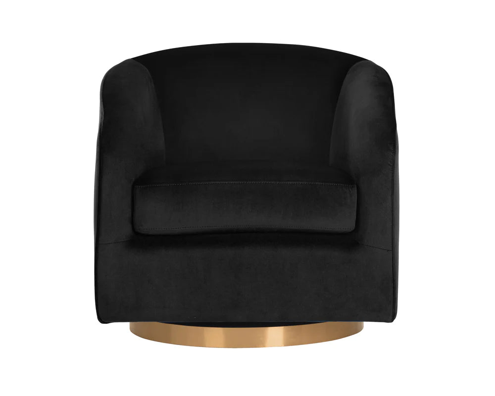 Hazel Swivel Lounge Chair - Gold - Black Sky
