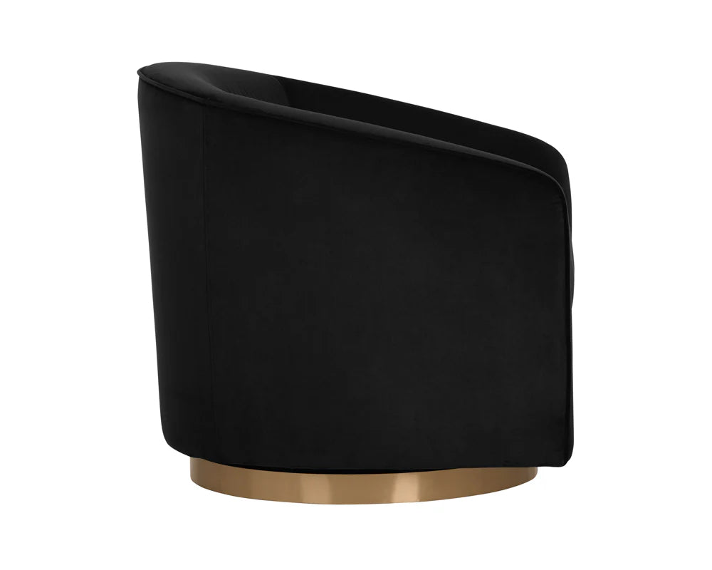 Hazel Swivel Lounge Chair - Gold - Black Sky