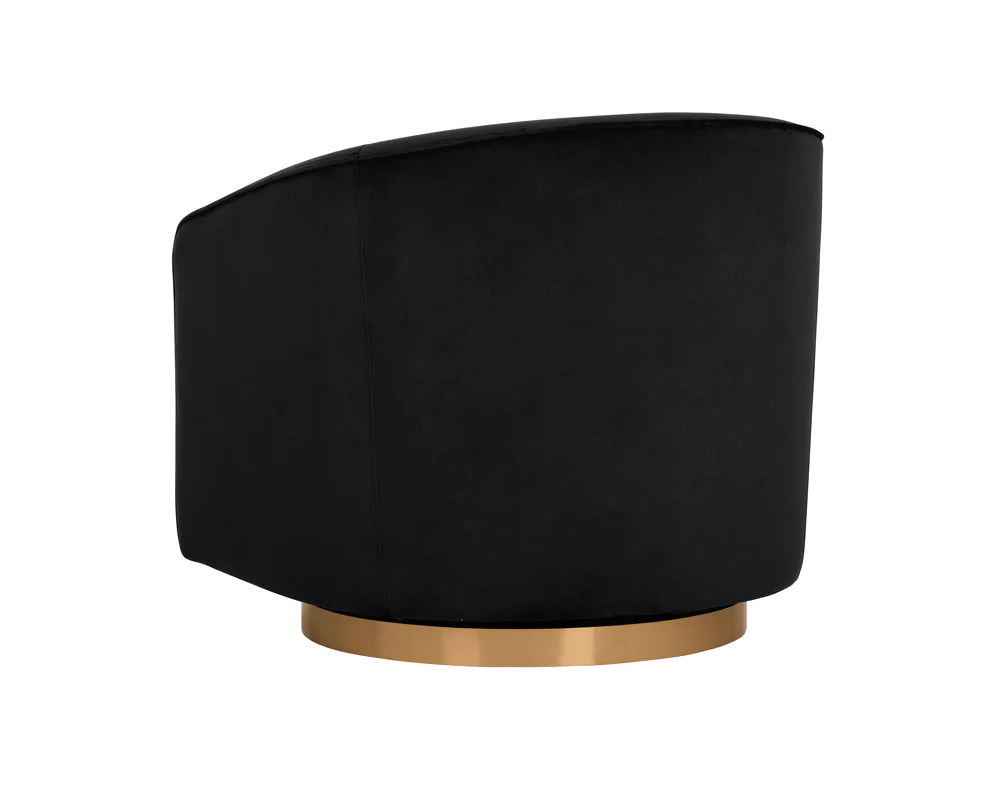 Hazel Swivel Lounge Chair - Gold - Black Sky
