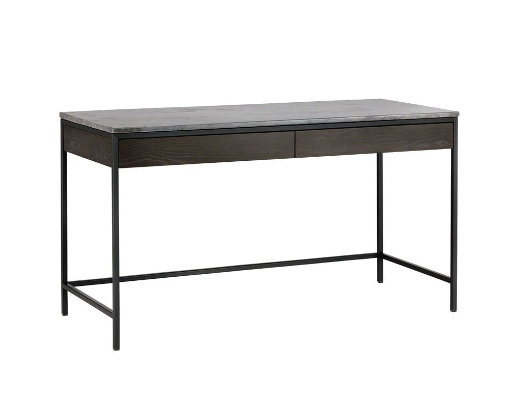 Stamos Desk - Black - Grey Marble / Charcoal Grey - Central Designs