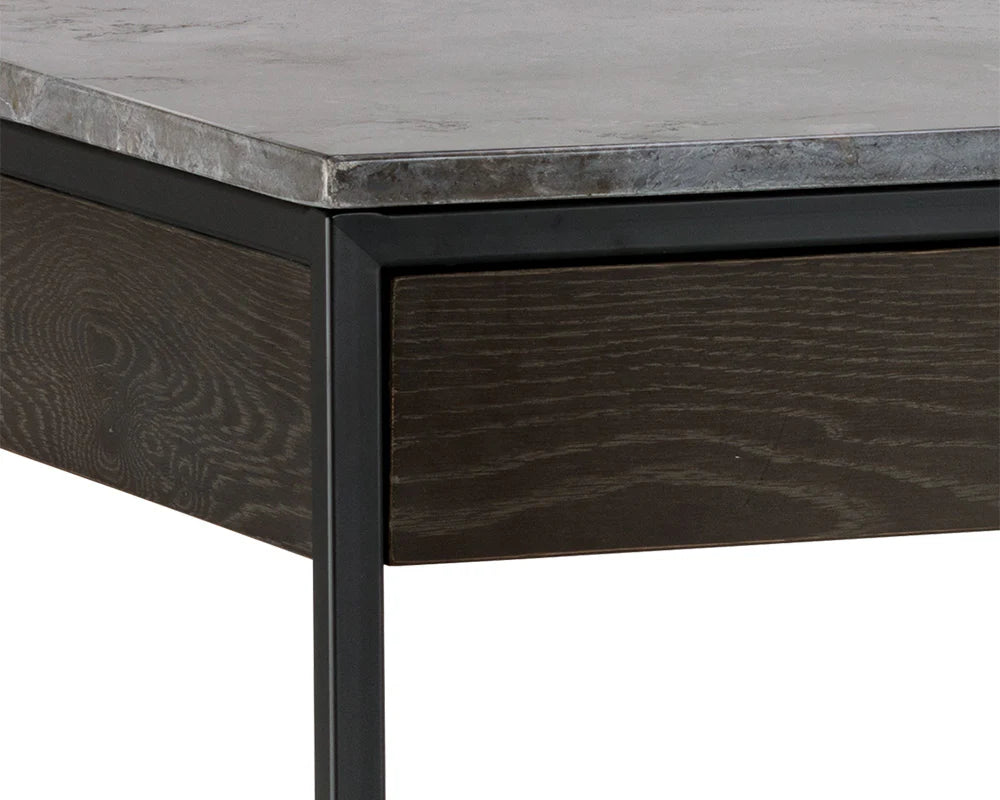 Stamos Desk - Black - Grey Marble / Charcoal Grey - Central Designs