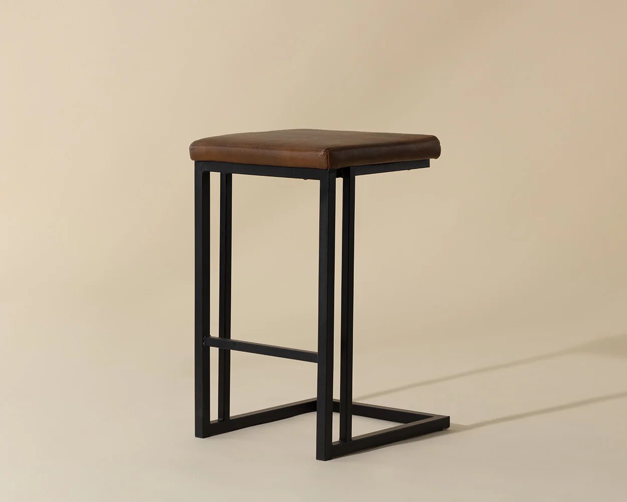 Boone Counter Stool - Black - Bravo Cognac - Central Designs