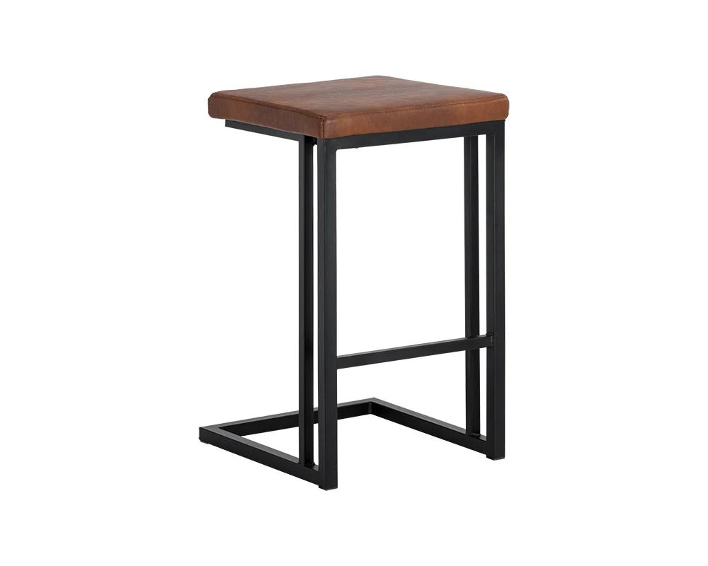 Boone Counter Stool - Black - Bravo Cognac - Central Designs