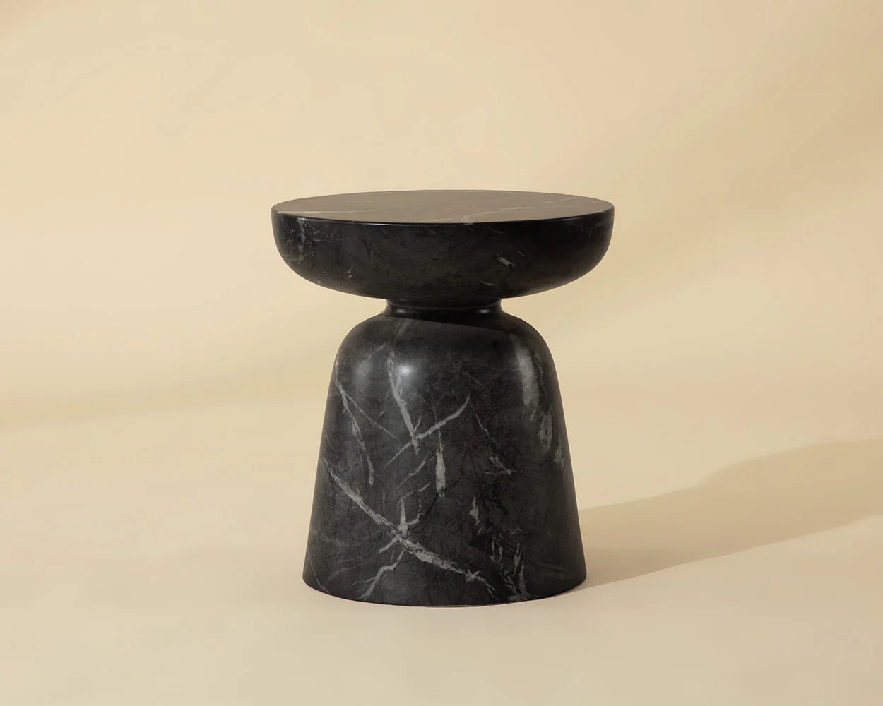 Lucida End Table - Marble Look - Black - Central Designs