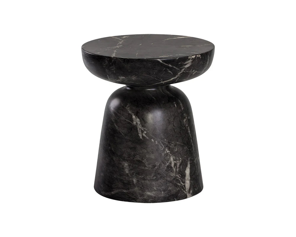 Lucida End Table - Marble Look - Black - Central Designs