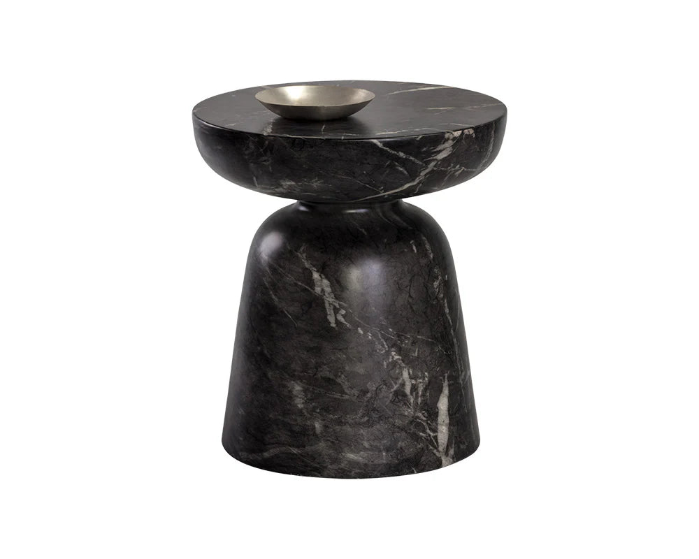 Lucida End Table - Marble Look - Black - Central Designs