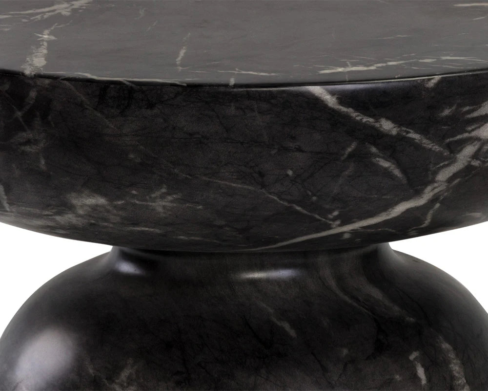 Lucida End Table - Marble Look - Black - Central Designs