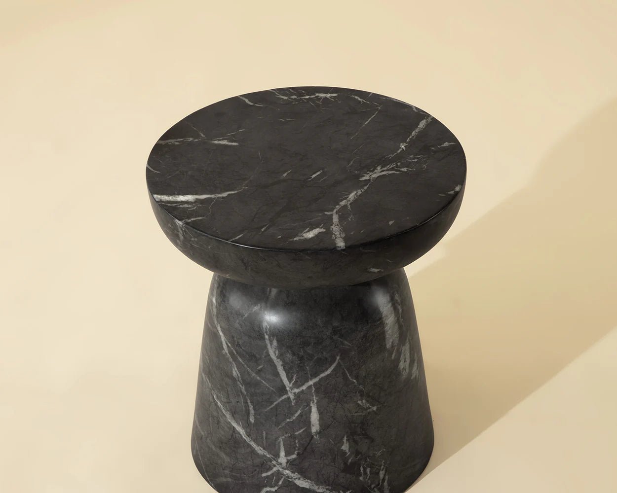 Lucida End Table - Marble Look - Black - Central Designs