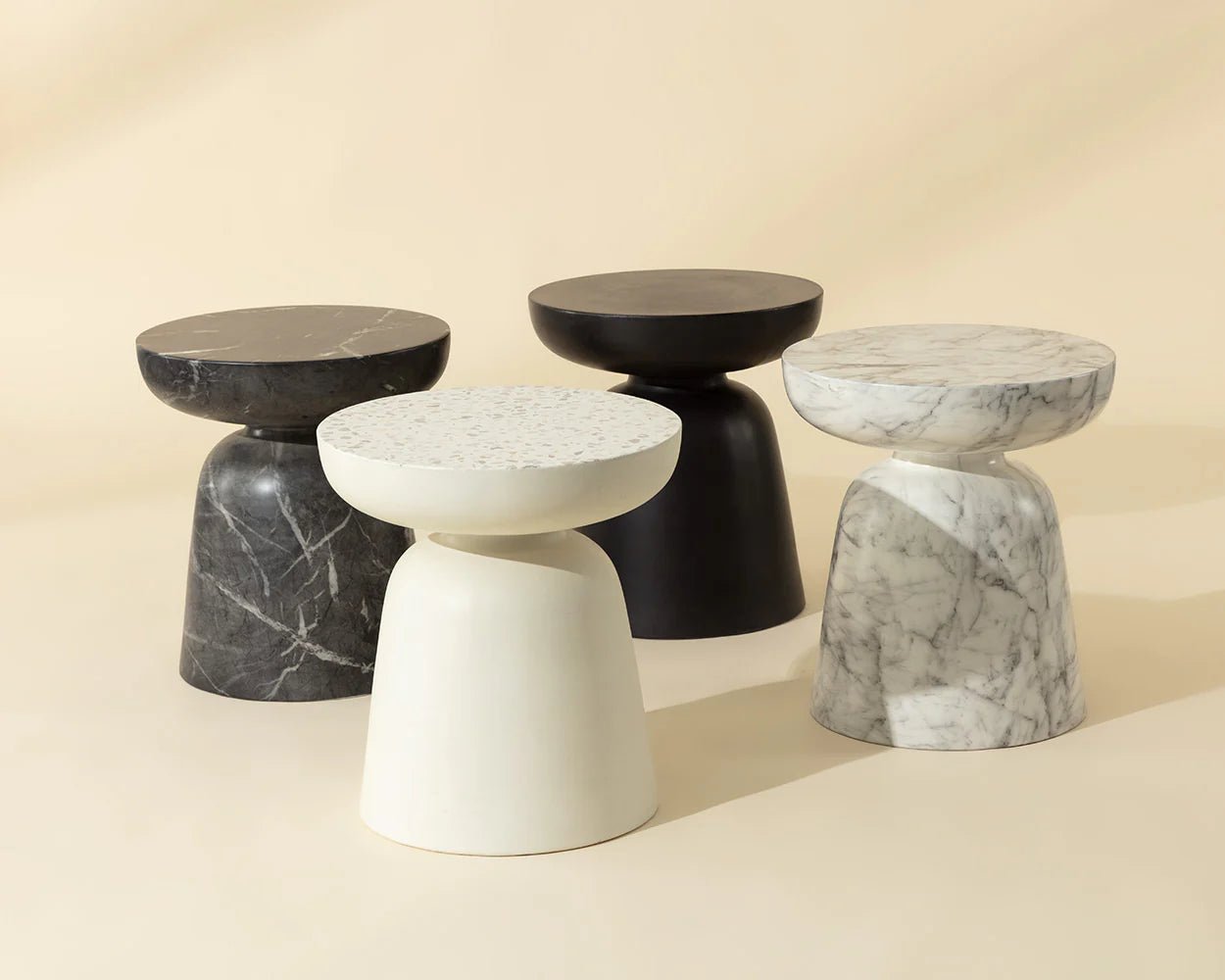 Lucida End Table - Marble Look - Black - Central Designs