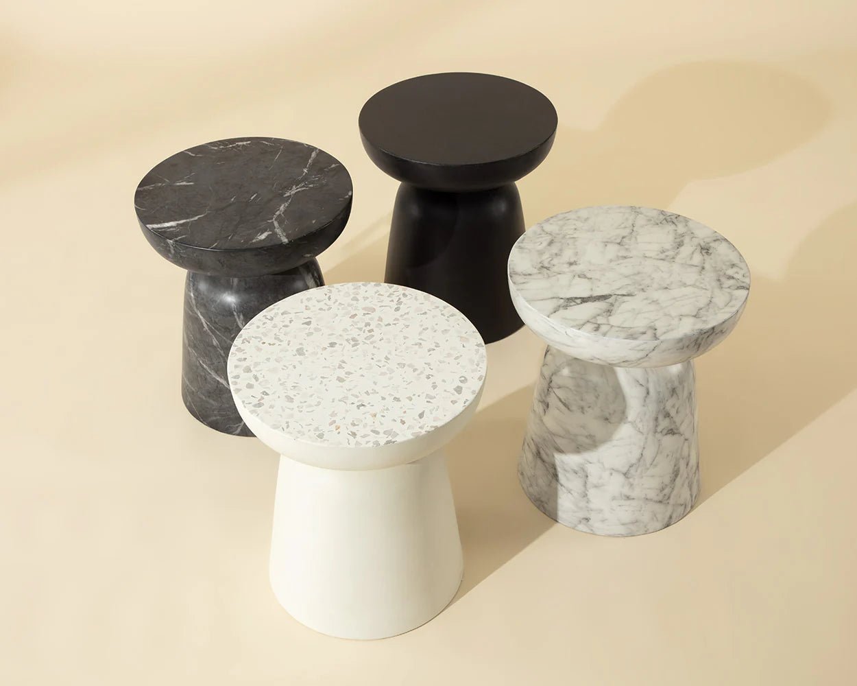 Lucida End Table - Marble Look - Black - Central Designs
